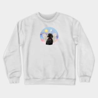 A Black Standard Poodle Floats in Heavens Clouds Crewneck Sweatshirt
